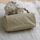Chanel 13P Iridescent Ivory Caviar Country Chic Flap with Aged Gold Hardware