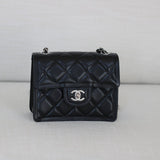 Chanel 23K Black Caviar Mini Square with Silver Hardware