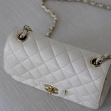 Chanel 17C Ivory Caviar Mini Rectangle with Light Gold Hardware