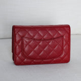 Chanel Red Caviar Wallet on Chain with Silver Hardware