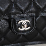 Chanel 23K Black Caviar Mini Square with Silver Hardware