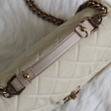 Chanel 13P Iridescent Ivory Caviar Country Chic Flap with Aged Gold Hardware