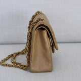 Vintage Chanel Beige Lambskin Small Classic Flap with 24k Gold Hardware