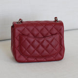 Chanel 17B Red Caviar Mini Square with Silver Hardware