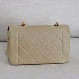 Vintage Chanel Light Beige Lambskin Small Diana with 24k Gold Hardware