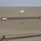 Chanel Beige Clair Caviar Wallet on Chain with Gold Hardware