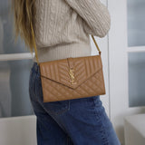 Saint Laurent Caramel Tan Triquilt Envelope WOC
