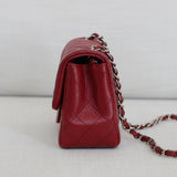 Chanel 17B Red Caviar Mini Square with Silver Hardware