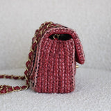 Chanel 18A Braided Pink Multi-Tweed Mini Rectangle with Aged Gold Hardware