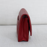 Chanel Red Caviar Wallet on Chain with Silver Hardware