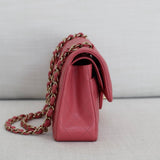 Chanel 19B Pink Caviar Small Classic Flap with Light Gold Hardware
