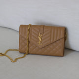 Saint Laurent Caramel Tan Triquilt Envelope WOC