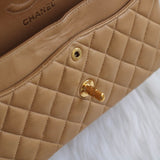Vintage Chanel Beige Lambskin Small Classic Flap with 24k Gold Hardware