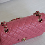 Chanel 19B Pink Caviar Small Classic Flap with Light Gold Hardware