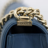 Chanel 18S Blue Caviar New Medium Boy with Light Gold Hardware