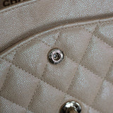 Chanel 19S Iridescent Beige Caviar Medium Classic Flap with Light Gold Hardware