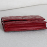 Chanel Red Caviar Wallet on Chain with Silver Hardware