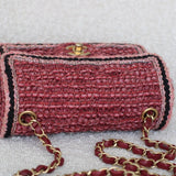 Chanel 18A Braided Pink Multi-Tweed Mini Rectangle with Aged Gold Hardware