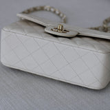 Chanel 17C Ivory Caviar Mini Rectangle with Light Gold Hardware