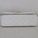 Chanel White Caviar Small Classic Flap with Light Gold Hardware
