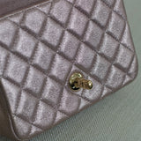 Chanel 14B Metallic Pink Goatskin Mini Square with Light Gold Hardware