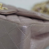 Chanel 14B Metallic Pink Goatskin Mini Square with Light Gold Hardware