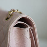 Vintage Chanel Light Pink Caviar Medium Classic Flap with 24k Gold Hardware