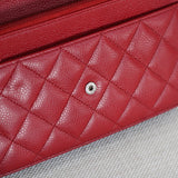 Chanel Red Caviar Wallet on Chain with Silver Hardware
