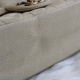 Chanel 13P Iridescent Ivory Caviar Country Chic Flap with Aged Gold Hardware