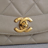 Vintage Chanel Light Beige Lambskin Small Diana with 24k Gold Hardware