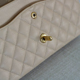 Chanel Beige Clair Caviar Medium Classic Flap with Gold Hardware