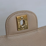 Chanel Beige Clair Caviar Medium Classic Flap with Gold Hardware