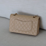 Chanel Beige Clair Caviar Medium Classic Flap with Gold Hardware