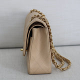 Chanel Beige Clair Caviar Medium Classic Flap with Gold Hardware