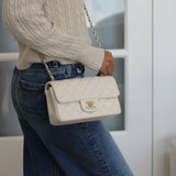 Chanel 17C Ivory Caviar Mini Rectangle with Light Gold Hardware