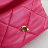 Chanel 21K Dark Pink Lambskin Small 19 Flap with Mixed-Metal Hardware