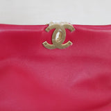 Chanel 21K Dark Pink Lambskin Small 19 Flap with Mixed-Metal Hardware