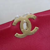Chanel 21K Dark Pink Lambskin Small 19 Flap with Mixed-Metal Hardware