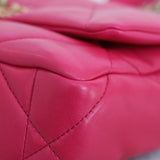 Chanel 21K Dark Pink Lambskin Small 19 Flap with Mixed-Metal Hardware