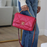 Chanel 21K Dark Pink Lambskin Small 19 Flap with Mixed-Metal Hardware