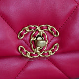 Chanel 21K Dark Pink Lambskin Small 19 Flap with Mixed-Metal Hardware