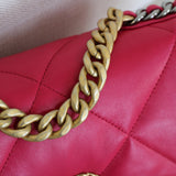 Chanel 21K Dark Pink Lambskin Small 19 Flap with Mixed-Metal Hardware