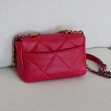Chanel 21K Dark Pink Lambskin Small 19 Flap with Mixed-Metal Hardware