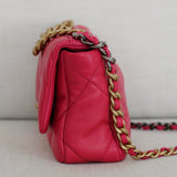 Chanel 21K Dark Pink Lambskin Small 19 Flap with Mixed-Metal Hardware