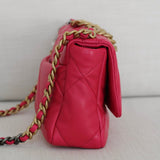 Chanel 21K Dark Pink Lambskin Small 19 Flap with Mixed-Metal Hardware