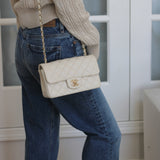 Chanel 17C Ivory Caviar Mini Rectangle with Light Gold Hardware