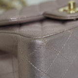 Chanel 14B Metallic Pink Goatskin Mini Square with Light Gold Hardware