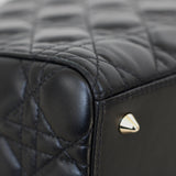 Dior Black Lambskin Medium Lady Dior with Light Gold Hardware