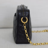 Vintage Chanel Black Lambskin Camera Bag with 24k Gold Hardware