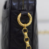 Vintage Chanel Black Lambskin Camera Bag with 24k Gold Hardware